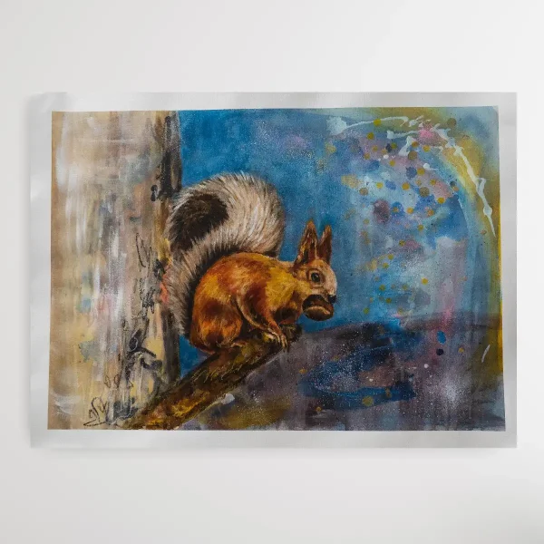 Squirrel going Nuts Original Kunstwerk auf Papier Produktbild