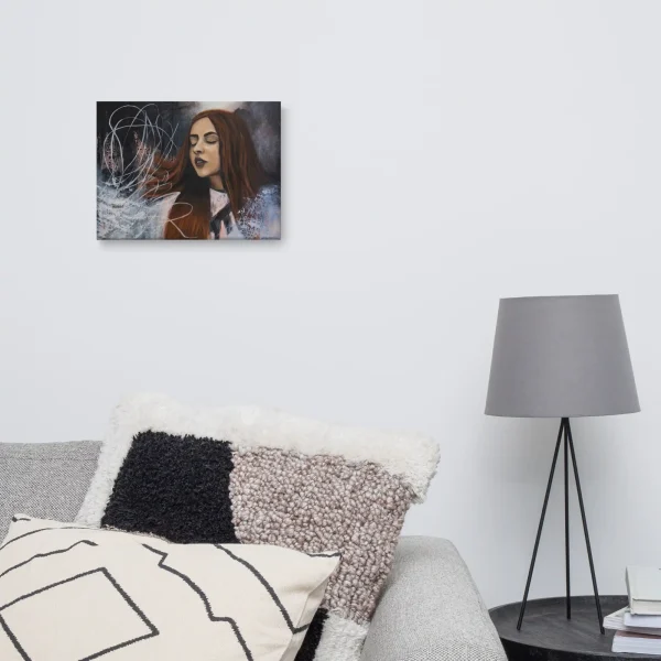 Canvas print Unwind woman dreamy in the wind hair blowing on the wall livingroom