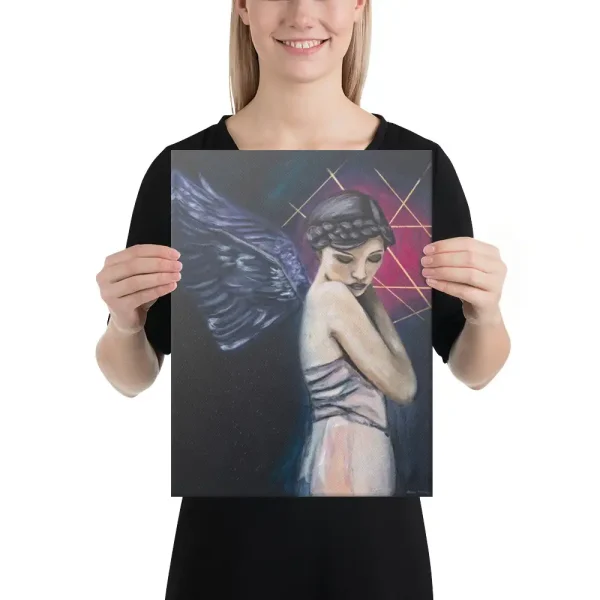 Canvas Print Woman with wings angle Ready to Fly person holding