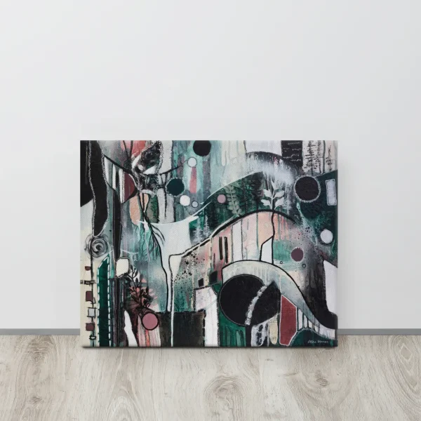 Canvas print You can Find me in the Forest green red color scheme butterfly abstract art forest on the floor