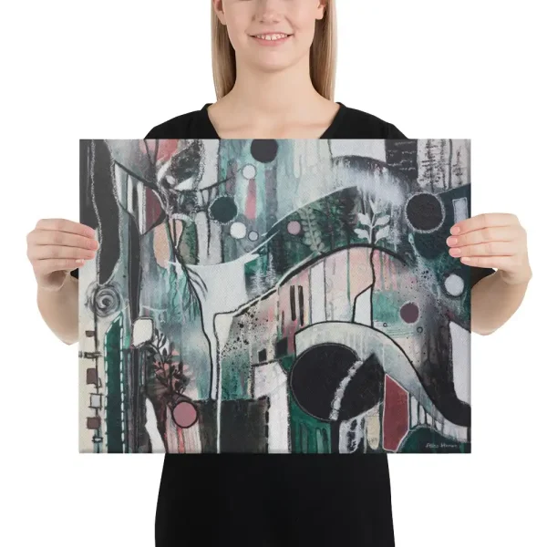 canvas print You can Find me in the Forest green red color scheme butterfly abstract art forest person holding canvas